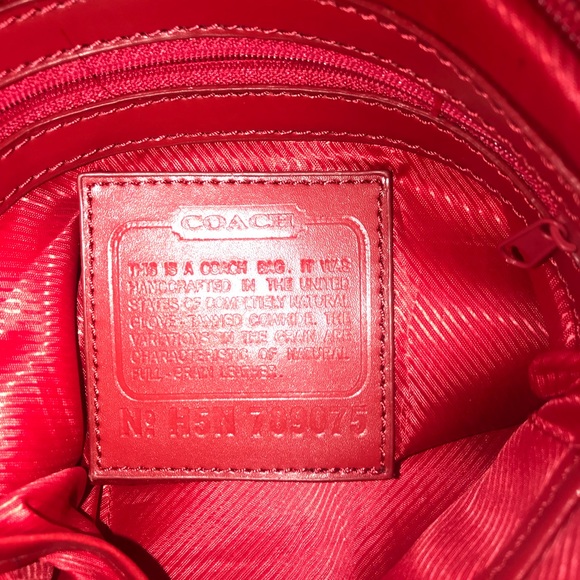 Coach Red Leather Strap Satchel Purse - Picture 5 of 5